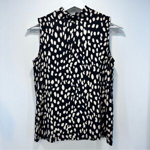 Chicos‎ Mock Neck Women’s Animal Print Tank Sleeveless Sz 0 Gold Black Classic